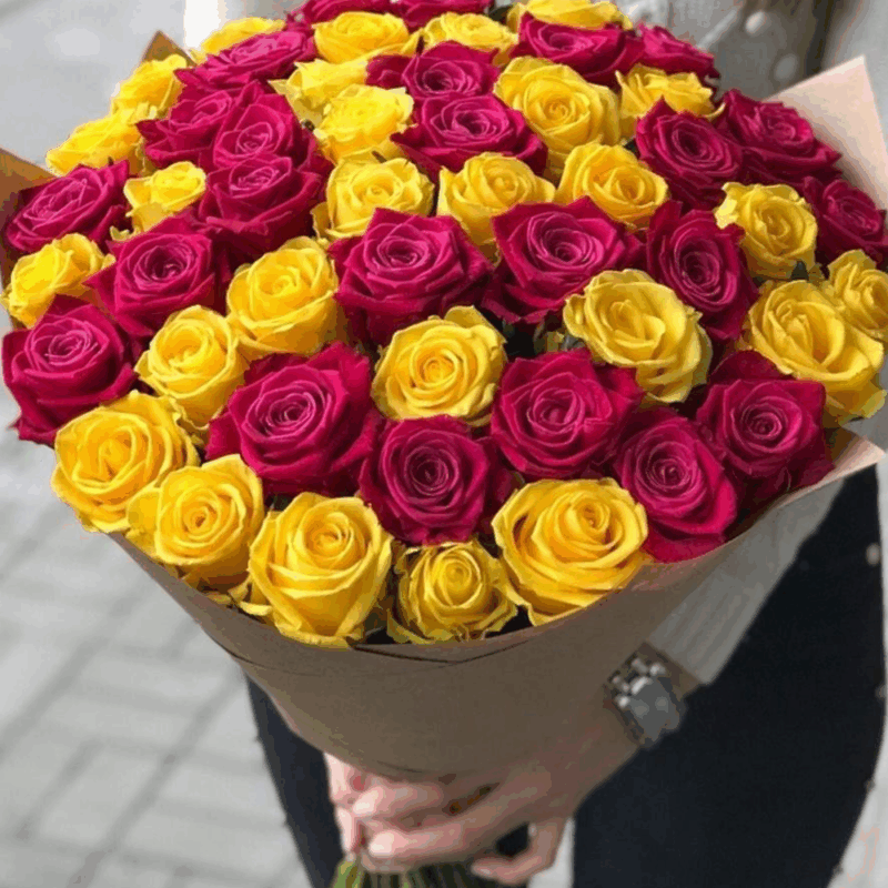 Роза Микс Желто-розовый